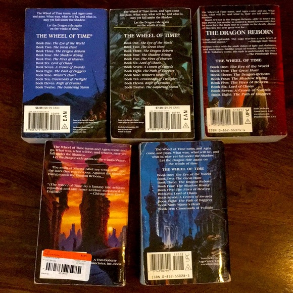Robert Jordan (Lot of 5) WHEEL OF TIME used books TOR paperbacks # 1, 2, 3, 4, 7 - Picture 2 of 13